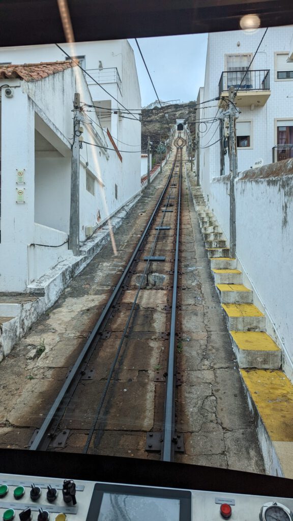 Man sieht die Schienen des Bergzuges